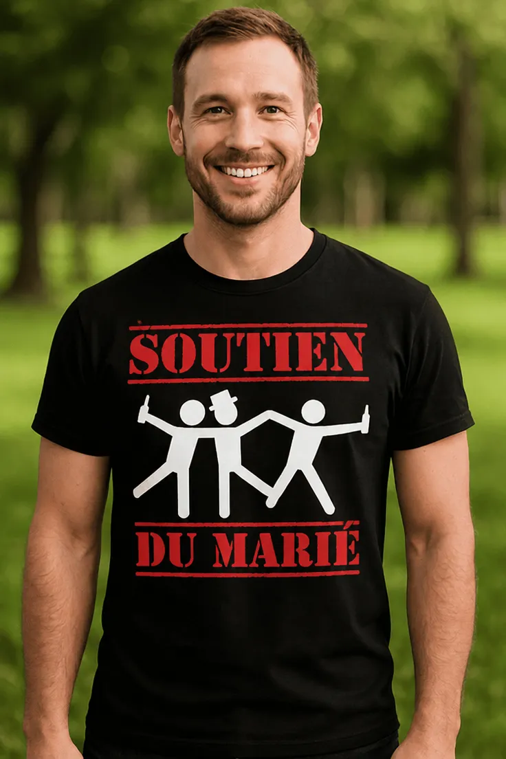 T-shirt humoristique Soutien du marié avec inscription SOUTIEN DU MARIÉ