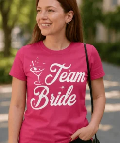 T-shirt humoristique Team bride avec verre avec inscription Team Bride