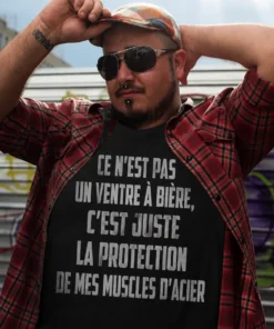 T-shirt humoristique Ventre à bière musclé avec slogan drôle pour homme