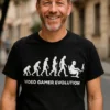 T-shirt humoristique Évolution gamer vidéo avec visuel drôle sur l'évolution du gamer et texte 11 VIDEO GAMER EVOLUTION
