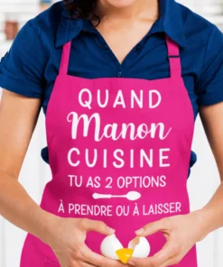 Tablier humoristique Cuisine avec prénom personnalisé, idée cadeau drôle pour cuisiner