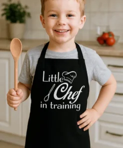 Tablier humoristique Petit chef en formation avec le slogan Little Chef in training